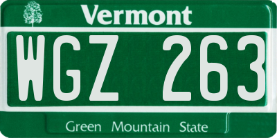 VT license plate WGZ263