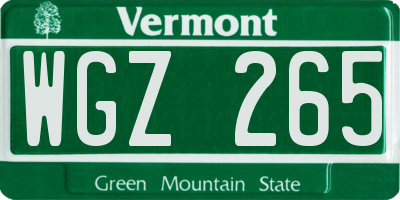 VT license plate WGZ265