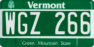 VT license plate WGZ266
