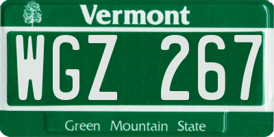 VT license plate WGZ267