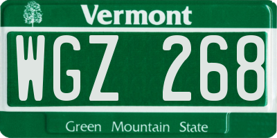 VT license plate WGZ268