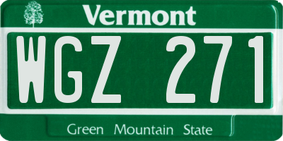 VT license plate WGZ271
