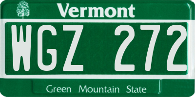 VT license plate WGZ272