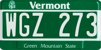 VT license plate WGZ273