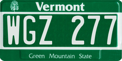 VT license plate WGZ277