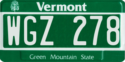 VT license plate WGZ278