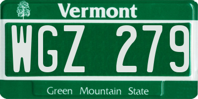 VT license plate WGZ279