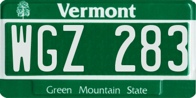 VT license plate WGZ283