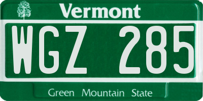 VT license plate WGZ285