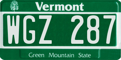 VT license plate WGZ287