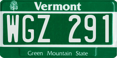 VT license plate WGZ291