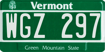 VT license plate WGZ297