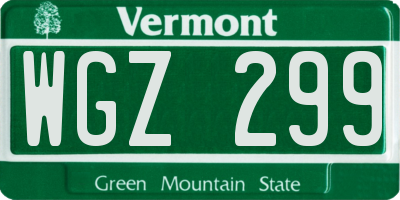 VT license plate WGZ299