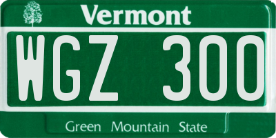 VT license plate WGZ300