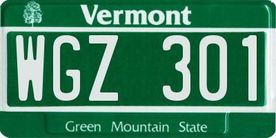 VT license plate WGZ301