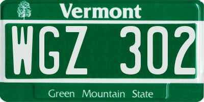 VT license plate WGZ302