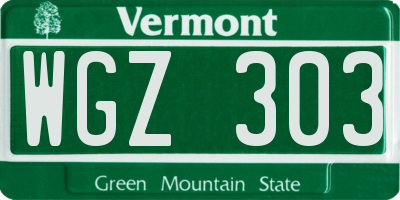 VT license plate WGZ303