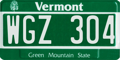 VT license plate WGZ304