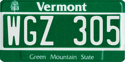 VT license plate WGZ305
