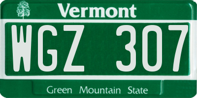 VT license plate WGZ307