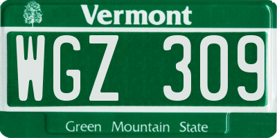 VT license plate WGZ309