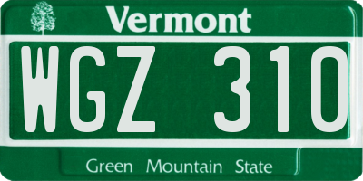VT license plate WGZ310