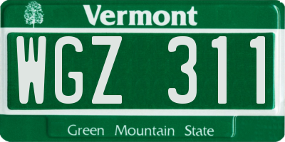 VT license plate WGZ311