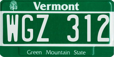 VT license plate WGZ312