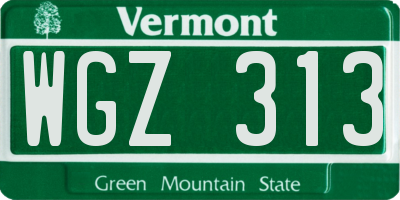 VT license plate WGZ313