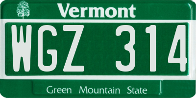 VT license plate WGZ314