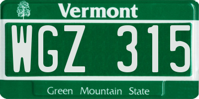 VT license plate WGZ315