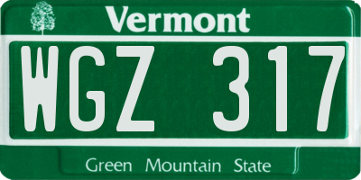 VT license plate WGZ317
