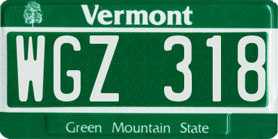 VT license plate WGZ318
