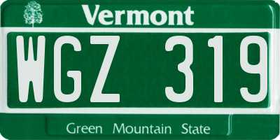 VT license plate WGZ319