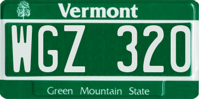 VT license plate WGZ320