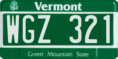 VT license plate WGZ321