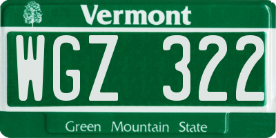 VT license plate WGZ322