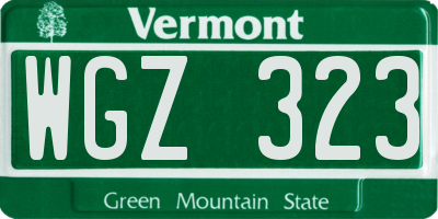 VT license plate WGZ323
