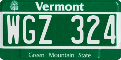 VT license plate WGZ324