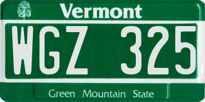 VT license plate WGZ325