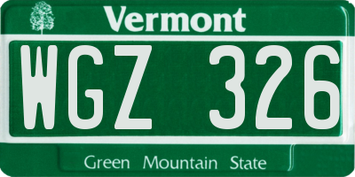 VT license plate WGZ326