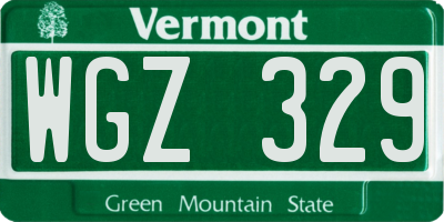 VT license plate WGZ329