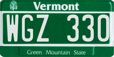 VT license plate WGZ330