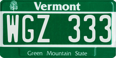 VT license plate WGZ333