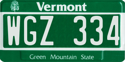 VT license plate WGZ334