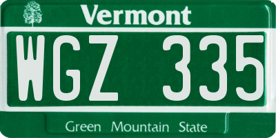 VT license plate WGZ335