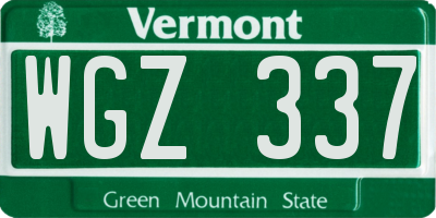 VT license plate WGZ337