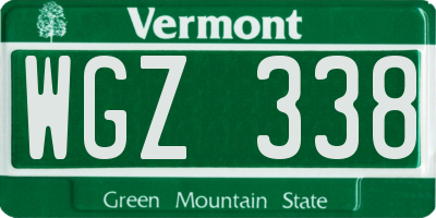VT license plate WGZ338
