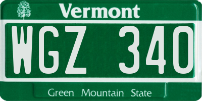 VT license plate WGZ340