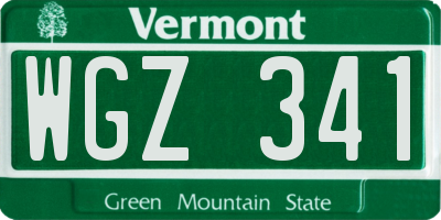 VT license plate WGZ341